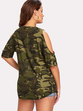 Load image into Gallery viewer, Open Shoulder Camouflage Top