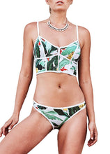 Load image into Gallery viewer, Sexy Women Bikini Set Leaves Print Patches Zipper Top Bottom Beach Swimwear Swimsuit Bathing Suit Green