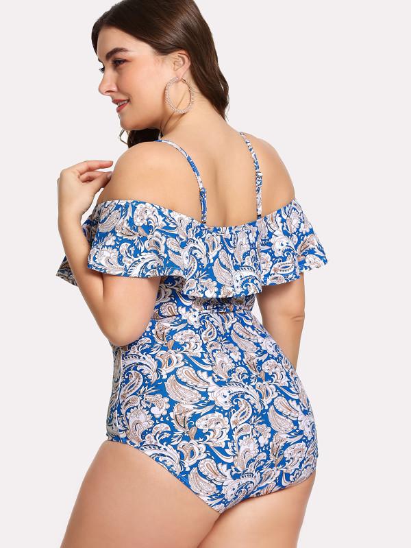 Paisley Print Flounce Swimsuit